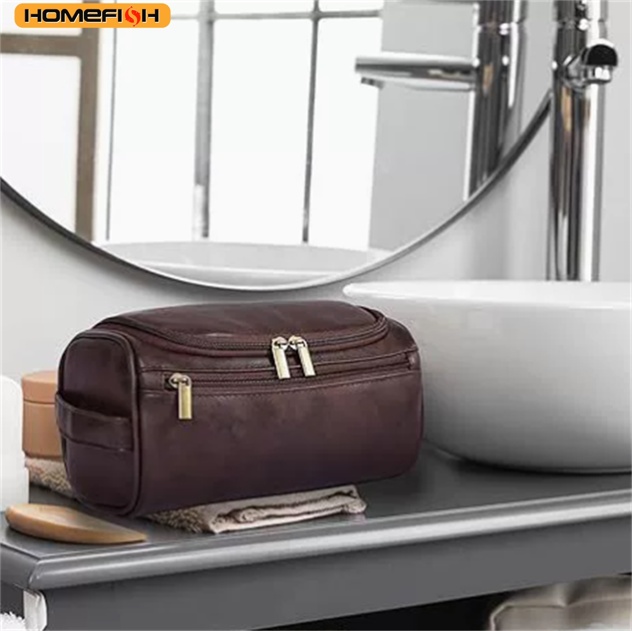 Luxury Skincare Containers - HOMEFISH Men PU Vintage Luxury Toiletry