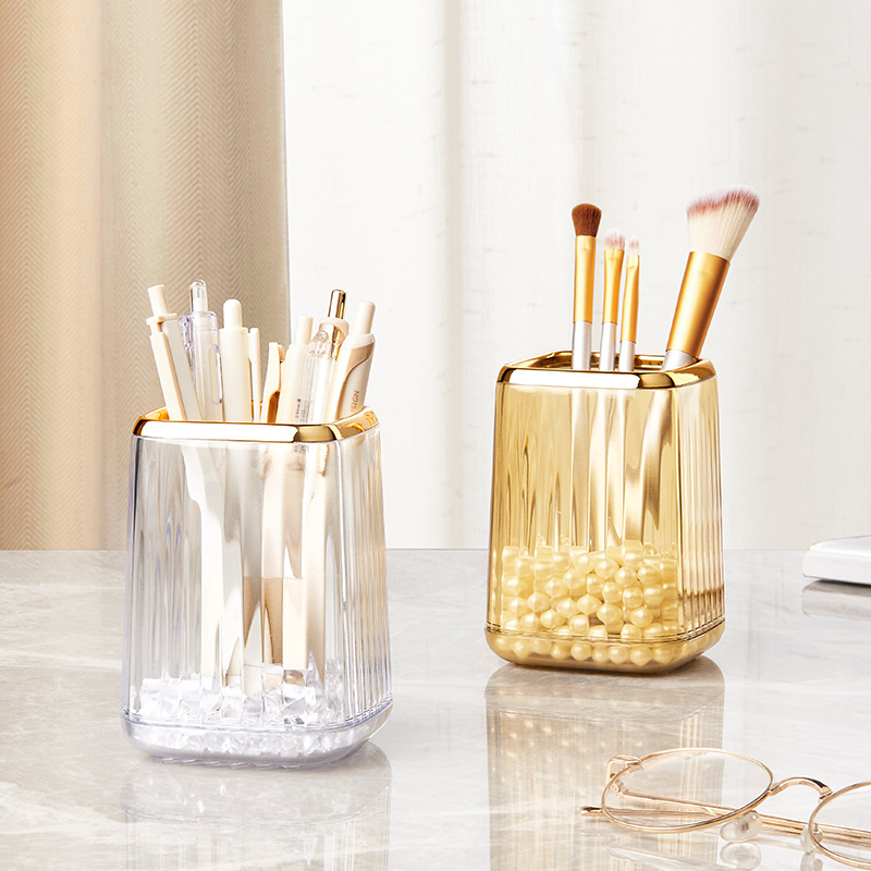 Luxury Skincare Containers - Desktop Cosmetic Brushes Storage Box Make