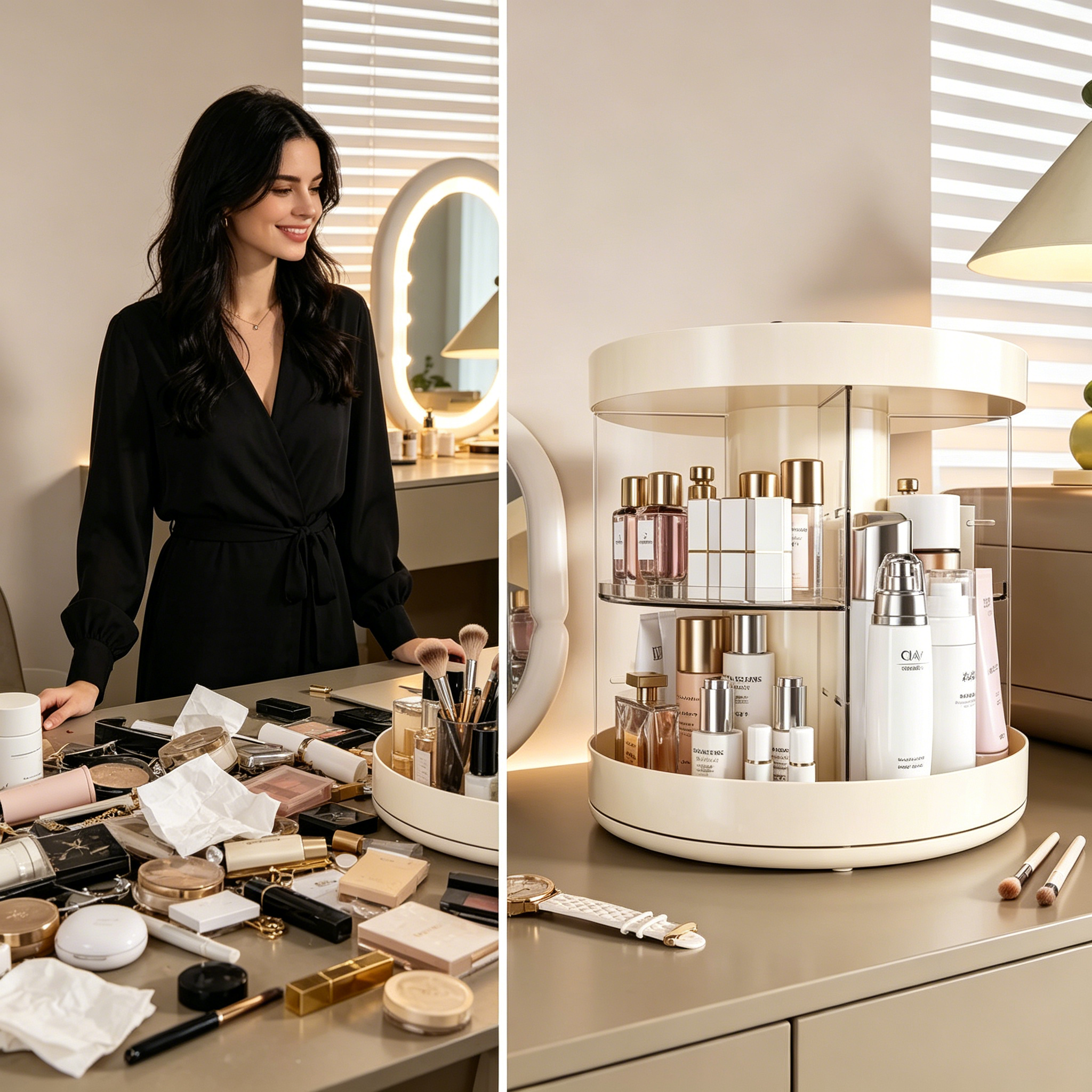 Rotating Layered Makeup Organi - Luxury Skincare Organizer recensie en prijs