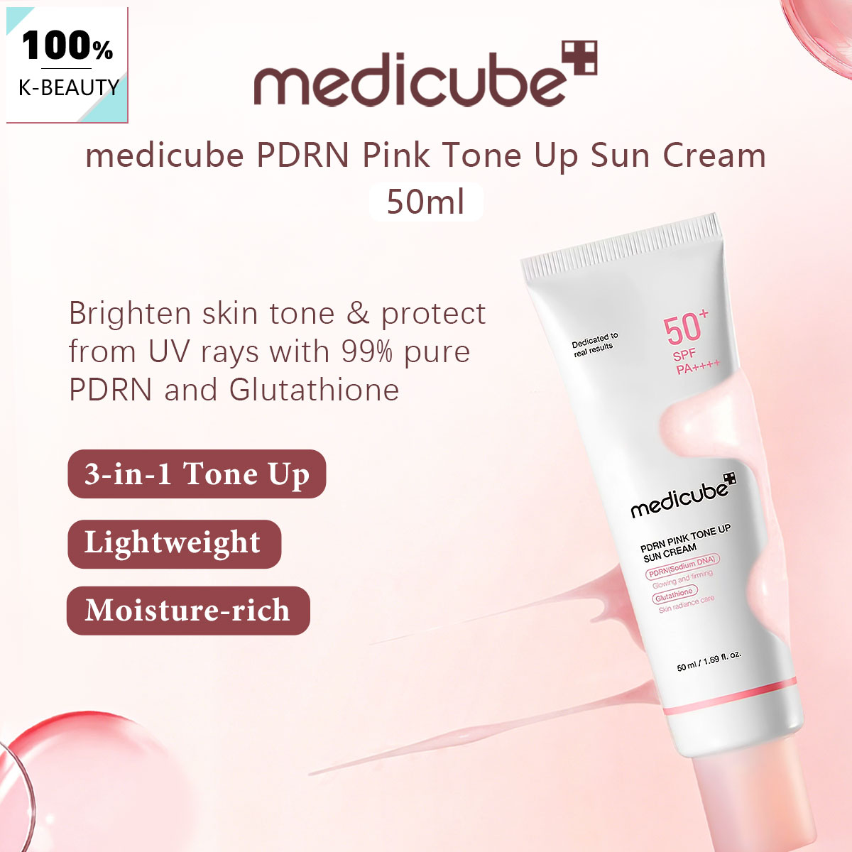 Medicube PDRN PINK TONE UP SUN - Luxury Skincare Korea recensie en prijs